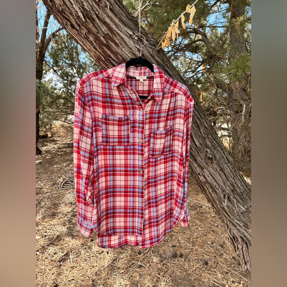 Pilcro‎ Red, pink and blue Plaid woman’s Shirt